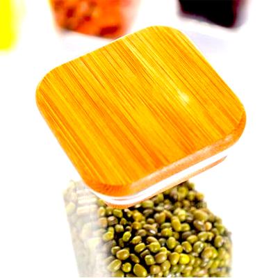 China Viable Glass Sealed Bamboo Box Food Storage Tank Lid Tea Canister Reservoir Jar Can For Cereal Candy Tea for sale