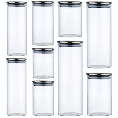 China Viable Jar For Spices Clear Glass Container Glass Jars With Lids Cookie Jar Kitchen And Lids Sealed Cans Lid Food Storage for sale