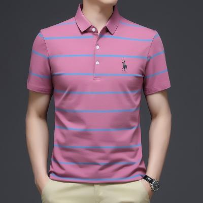 China Anti-wrinkle Summer Fashion Highest Quality Striped Embroidery Man Polo Shirts for sale