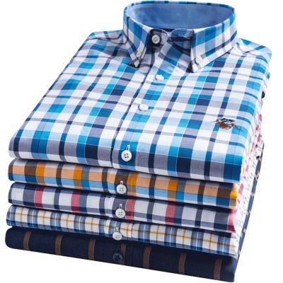 China 2021 Fashion Anti-pilling Mens Button Up Shirts Long Sleeve Plaid Shirt Work Bars Shirts For Men 100% Cotton for sale