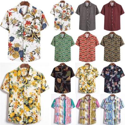 China Fashion Polyester-Cotton Summer Anti-pilling Digital Printing Shirts For Mens Casual Designer T-shirt Shirts Men for sale