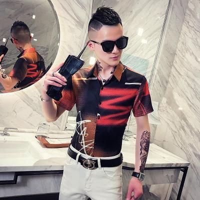 China 2022 summer high quality short sleeve business shirts style floral V-neck men's tops anti-pilling for sale