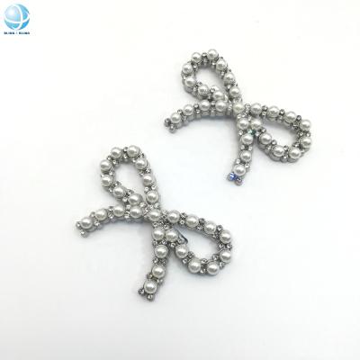 China Silver Shoe Buckle Butterfly Pearl Shoe Clips Rhinestone Shoe Buckle Women Shoe Accessories for sale