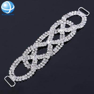 China Eco-friendly Rhinestone Competition NPCIFBB Crystal Silver Metal Bikini Strap Buckle Chain Accessories For Swimsuit Decoration for sale