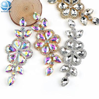 China 2022 Waterproof Plating Sew On Rhinestone Applique Dress Garment Accessories for sale