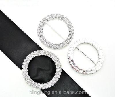 China Shiny Nickel Free Round Shape Rhinestone Ribbon Buckles Slider With Bar To Wedding Invitation Ribbon for sale