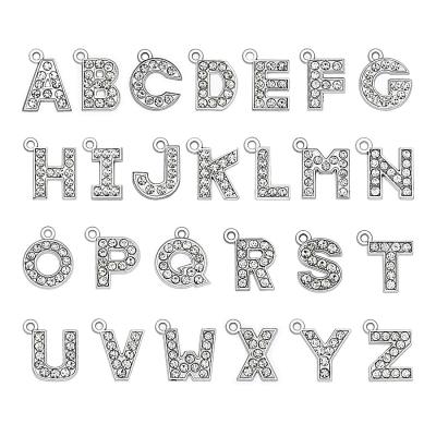 China Environmental Friendly Alphabet Letter Rhinestone Pendant Slide Charms For DIY Jewelry Bracelet Making for sale