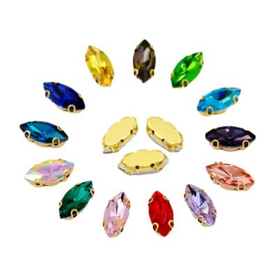 China Pointback Sew On Rhinestone Teardrop Stitching Crystal Glass Mixed Color Flatback Claw Rhinestones for sale