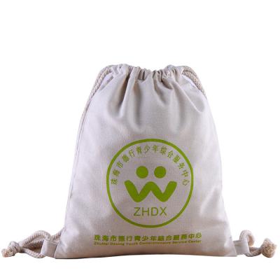 China Reusable Custom Printed White Canvas Drawstring Cotton Bag Eco Friendly Gift Bags Wholesale for sale