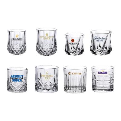 China New Classic / Postmodern Custom Logo Engraving Vintage Designs Round Shape Drinking Glass Whiskey Mug for sale