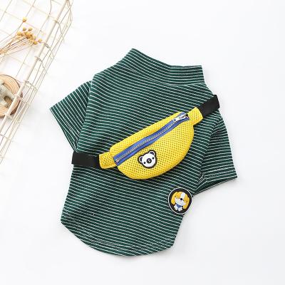 China Autumn New Viable Popular Hot Japanese And Korean Dog Backpack Striped T-shirt Pet Clothes for sale