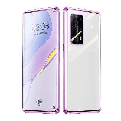 China Shockproof For Huawei P30 P40 Pro nova7 7SE 7Pro Dual Sided Magnetic Adsorption Metal Case Tempered Glass Cover Tempered Glass Back Cover for sale