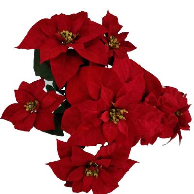 China High quality simulation Hotsale Christmas small or wedding flower centerpiece decoration with green leaf and red flowers for sale