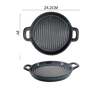 China ZC Charger Dish Oven Bread Baking Pan Sets ZC Plate Restaurant Ornaments Sustainable Household Ceramic Tableware Black Dining Set for sale