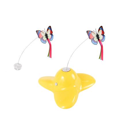 China Viable Automatic Electric Rotating Dog Kitten Interactive Training Cat Toy Colorful Butterfly Interactive Pet for sale