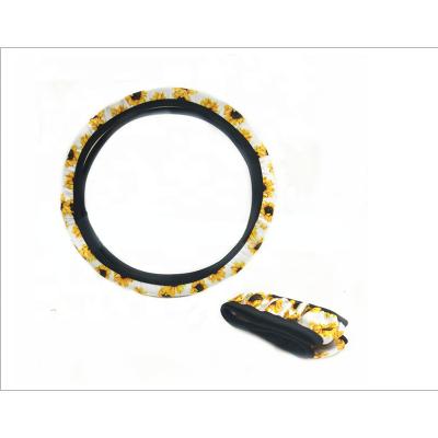 China Hot Car Rubber Stripe Car Styling Rainbow Leopard Sunflower Fashion Steering Wheel Cover for sale