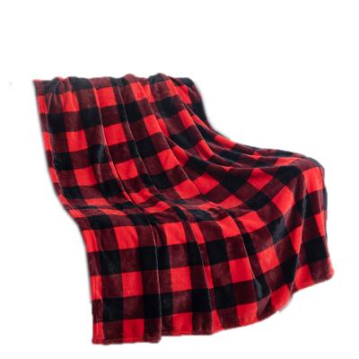 China JUNZHI Anti-Static Winter Flannel Warm Buffalo Plaid Blanket for sale