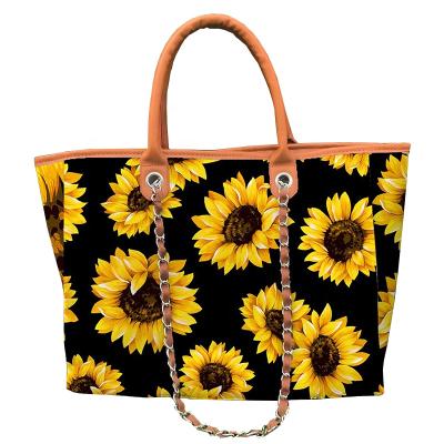 China Lady's Handbag Bull Skull Tote Cow Print Tweed Bag In Stock Sunflower for sale