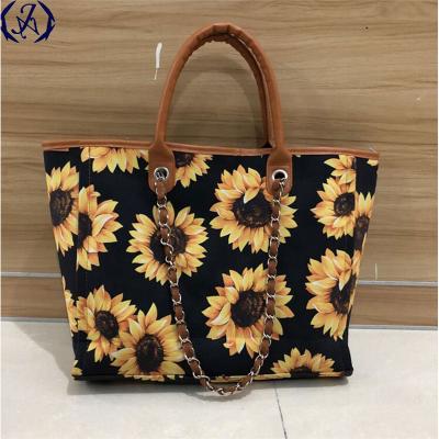 China Fashion Summer Casual Leopard Sunflower Print Women Handbag for sale