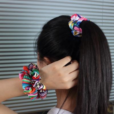 China Custom Sunflower Leopard Serape Cactus Print Ribbon Adjustable Scrunchie Hair Elastic Bands for sale