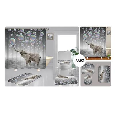 China Sustainable Bathroom Accessories Shower Curtain , High Quality 100% Polyester Shower Curtain With Hook for sale