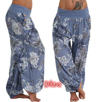 China Viable Women Loose Trousers Casual Floral Print Wide Leg Pants for sale