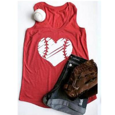 China Heart Anti-Shrink Casual Tee Baseball Summer Ladies Funny Tank Top for sale