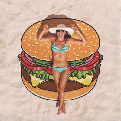 China Compressed Women Burger Pizza Donut Printed Beach Towels for sale