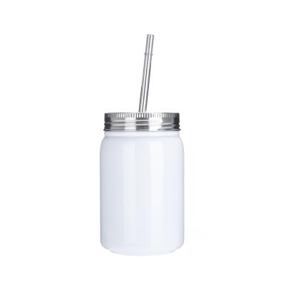 China Bestselling 17oz 500ml Stainless Steel Sublimation Viable Mason Jars With Steel Lid And Straw for sale