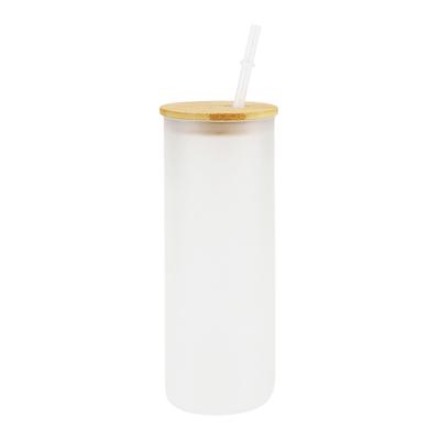 China 2022 Viable New Arrival 25oz Sublimation Straight Lean Clear Frosted Glass Tumbler for sale