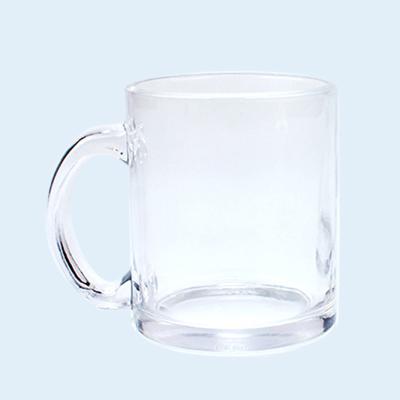 China Amazon Best Selling 11oz Sustainable Sublimation Clear Frosted Glass Coffee Mug With Handle for sale