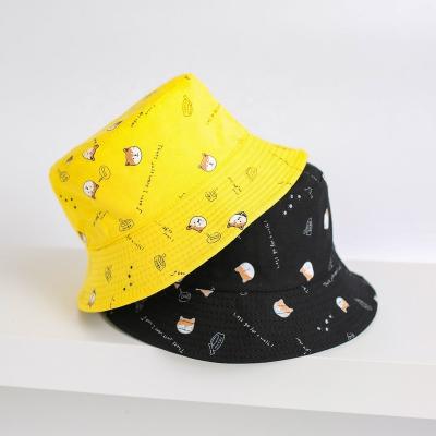 China Bucket Hats Fashion Street Style Puppy Double Sided Fisherman Hat Wholesale Custom Printed Embroidered Logo Bucket Hat for sale