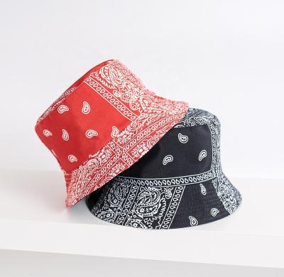 China Sunshade Cashew Flower BANDANA Print Fisherman Hat Paisley Korean Pattern Korean Pattern Street Fashion Street Double Sided Wearing Unisex Hat for sale