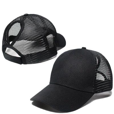 China Custom Mesh Cap Cheap Plain Baseball Mesh Cap Cotton OEM ODM Ponytail Hat Character for sale