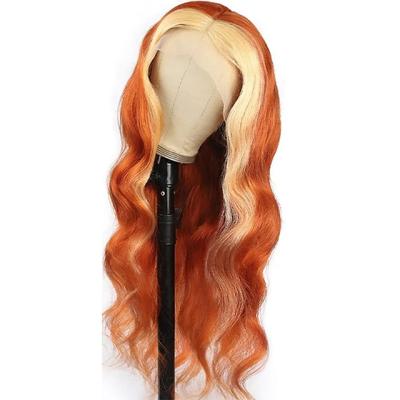 China Body Wave Highlight Wig Glueless 100% Virgin Hair Long Lace Front Women's Colored Wigs For Black for sale