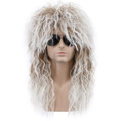 China Fashion Cool Men's Style Rock Punk Rock Party Long Curly Hair Synthetic Hair Wig Cosplay Halloween Headwear for sale