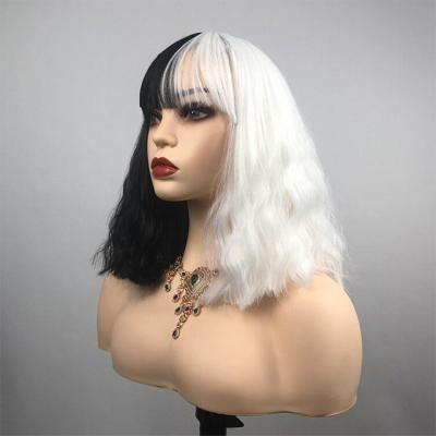 China Low MOQ Half Full Black Low MOQ Cosplay Costume Machine Made Wig For Halloween Christmas Carnival for sale