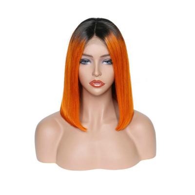 China Wholesale Cheap Bobo Part 13x4 T Lace Up Short Straight Hair Ombre Bob Wigs Orange For Women for sale