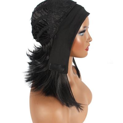 China Short Straight Natural Black Cheap Heat Resistant Synthetic Hair Headband Bob Wig for sale