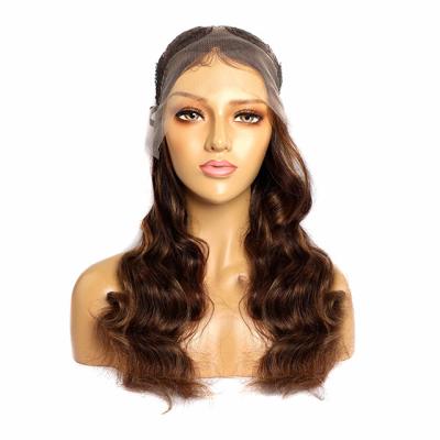 China High Quality 150% HD Highlight Lace Body Wave Piano Color Ombre Brown Hair Highlight Wig 13*6T for sale