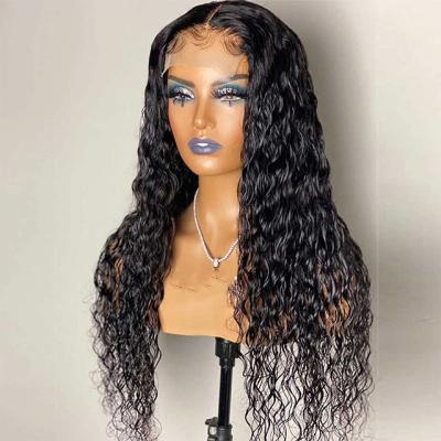 China Raw Water Wave Hair 150% Density 13x6 Water Wave Lace Front Wig Human Hair With Transparent Lace for sale