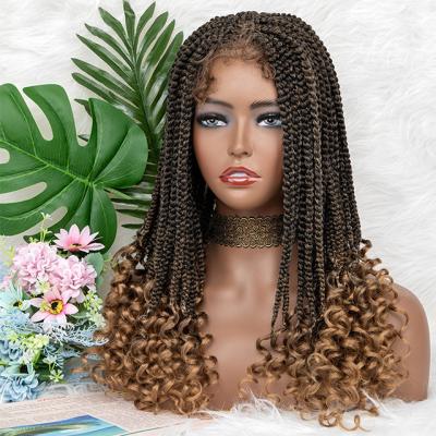 China Glueless 18 Inch Glueless 18 Inch Synthetic Lace Front Braided Wave Wigs For Women for sale