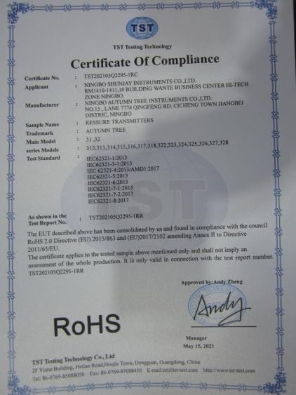 RoHS - Ningbo Autumn Tree Instruments Co., Ltd.