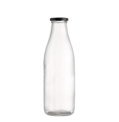 China Beverage Screen Printing Custom Design Milk Bottle With Screw Lid 1 Liter Glass Bottle for sale