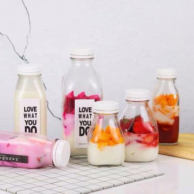 China Lifetime Popular Daily Juice Container 60ml 250ml 500ml French Square Glass Bottles For Beverage for sale