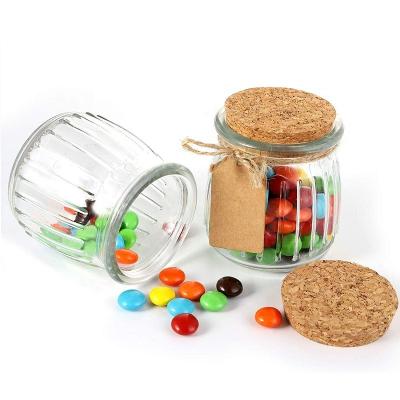 China 1.7oz Reusable Glass Bottles with Cork Stopper Food Storage Jar for sale