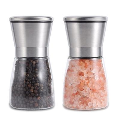 China 150ml Food Pepper Mill Crusher Home Kitchen Tool Glass Manual Salt Pepper Grinder for sale