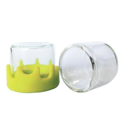 China Glass-to-Glass Container Accept Mini 6ml Oil Jar Lid Drippysilicone Logo Silicone Airtight Lid Custom Glass Oil Storage Essential Jar for sale