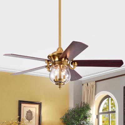 China With Light Modern Luxury Design 52 Inch Remote Control Decorative Pendant Ceiling Fan With Light Glass Shade Chandelier for sale