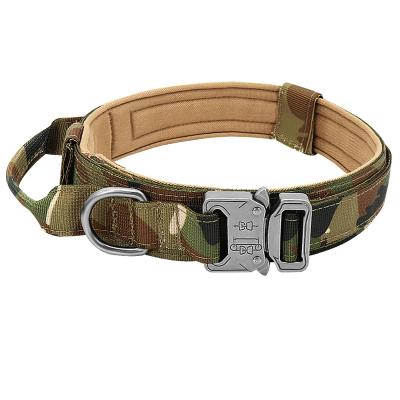 China Viable Durable Military Tactical Dog Collar German Shepard Medium Large Dog Collars For Training Dog Collar Walking Control Handle for sale